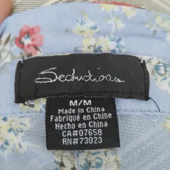 Seduction Dropped Shoulder  Blouse, Blue Floral, M - Picture 9 of 9